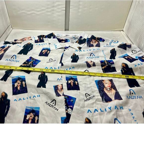 AALIAH BUTTON DOWN SHIRT SZ XXL PRINCESS OF R&B HIP HOP AALIAH PRINT ALL OVER - Picture 5 of 16